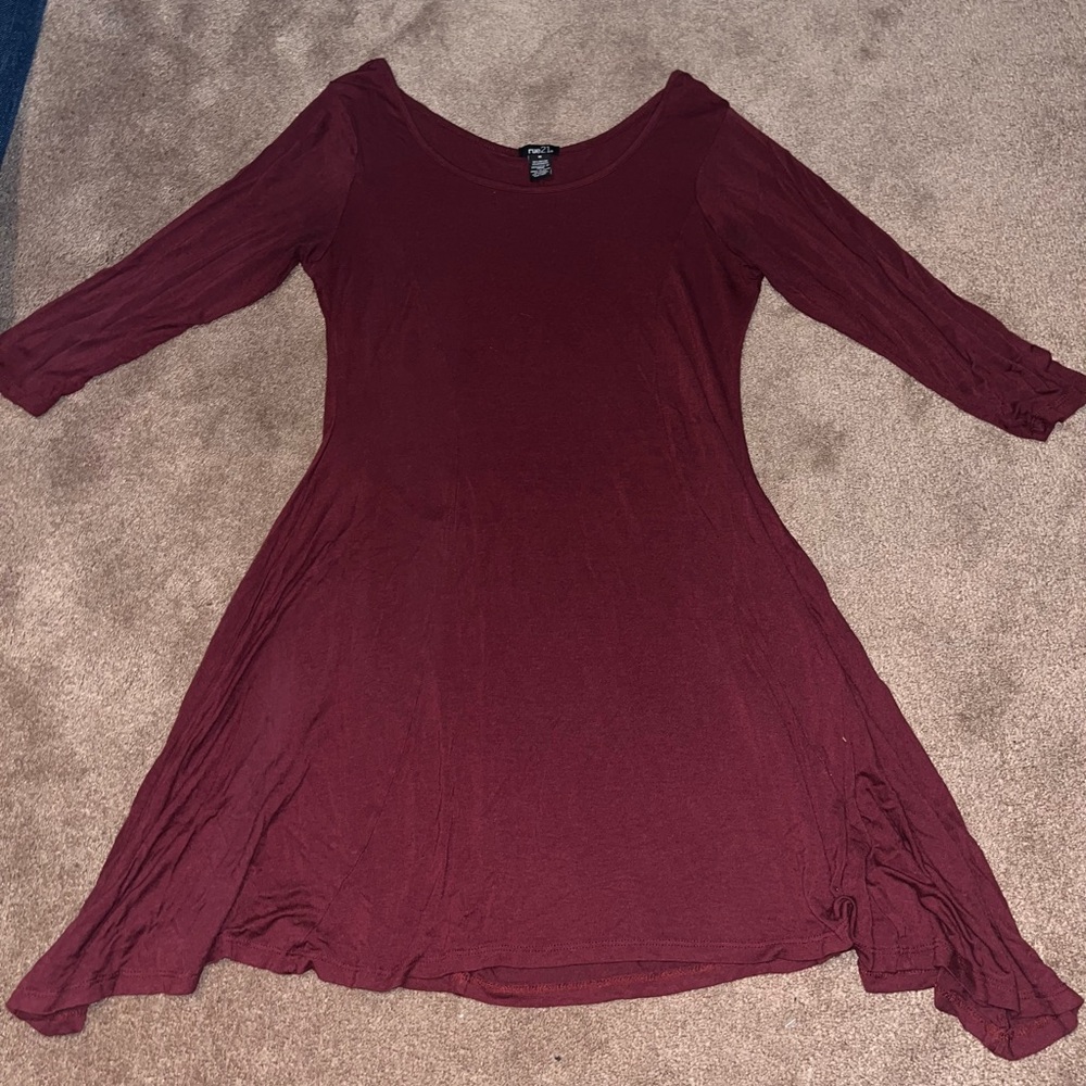 Rue21 Maroon Knit 3/4 sleeve short dress or long shirt sz med
